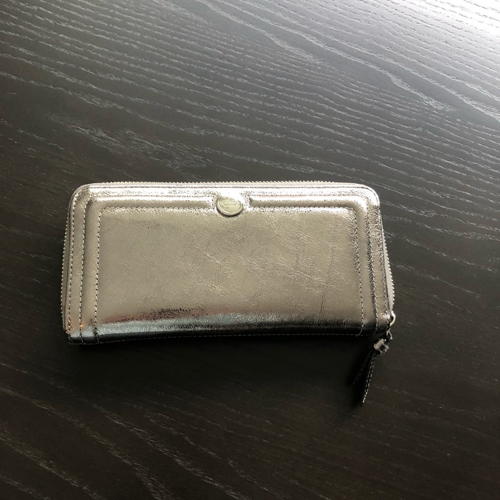 Silver metallic coach wallet